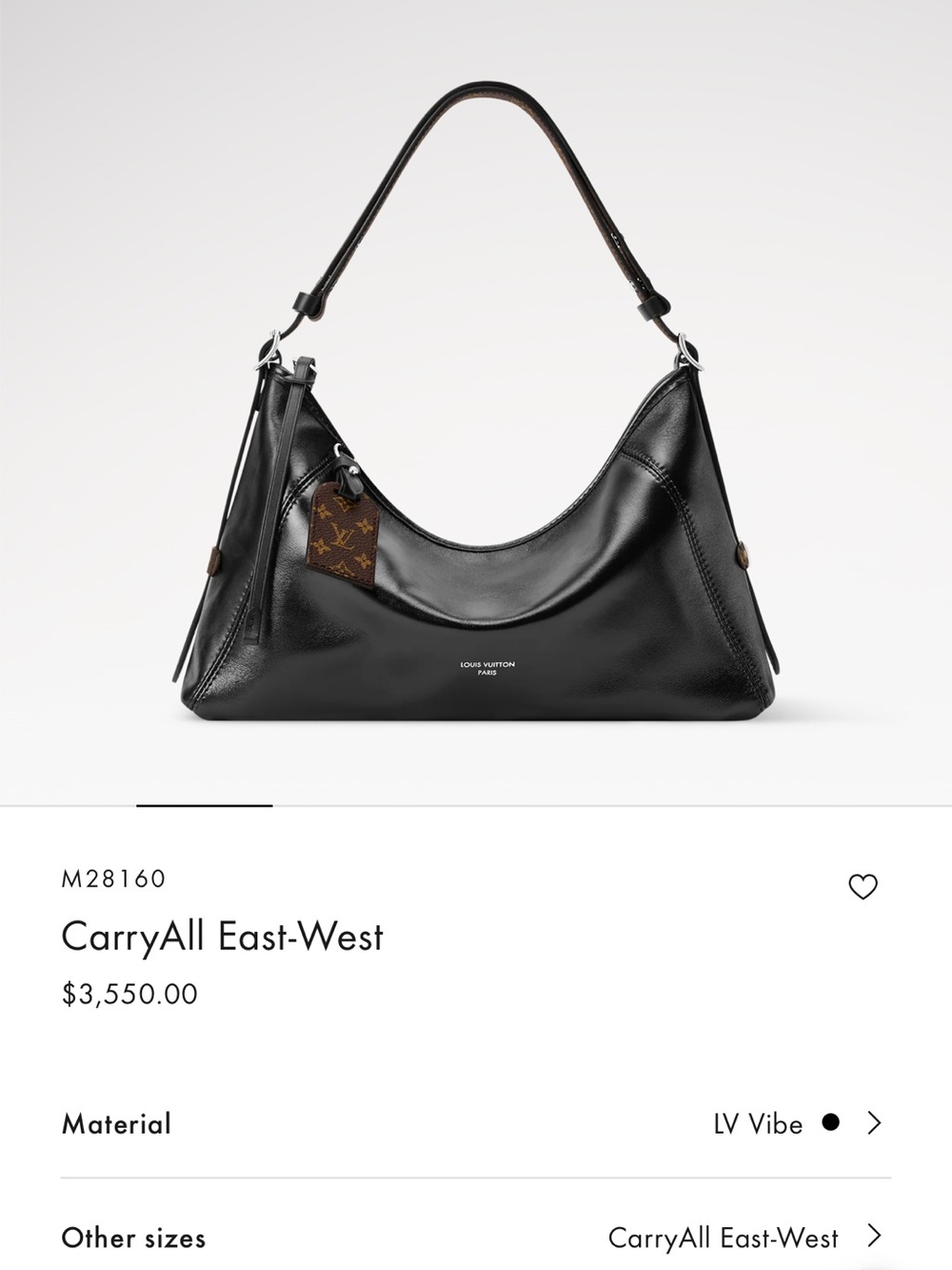 Louis Vuitton Black CarryAll East-West Shoulder Bag with Monogram Tag